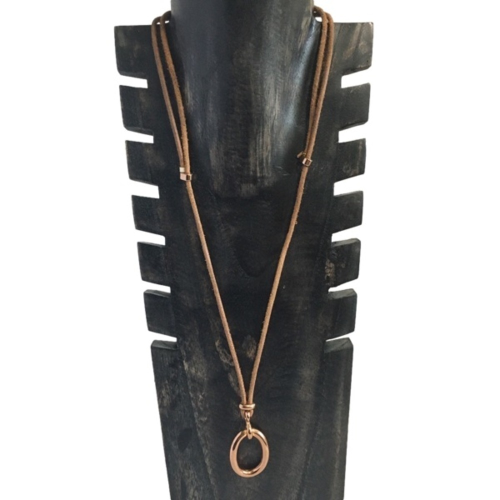 Fossil‎ COPPER TONE BRWON CORD ADJUSTABLE NECKLACE